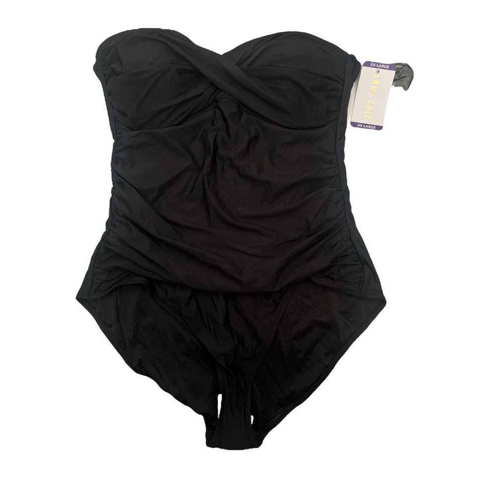 Anne Cole Strapless Black One Piece Bathing Suit Swimsuit Womens Sz 2XL